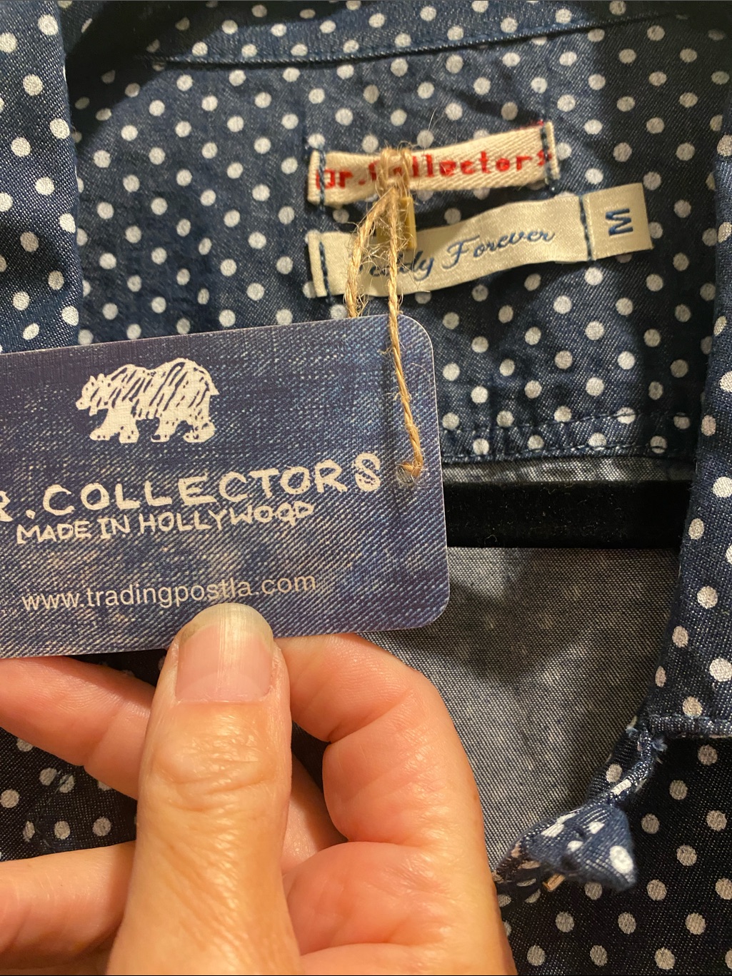Dr Collectors Roger’s Shirt Color Denim Dots Size Medium — image 3 of 6